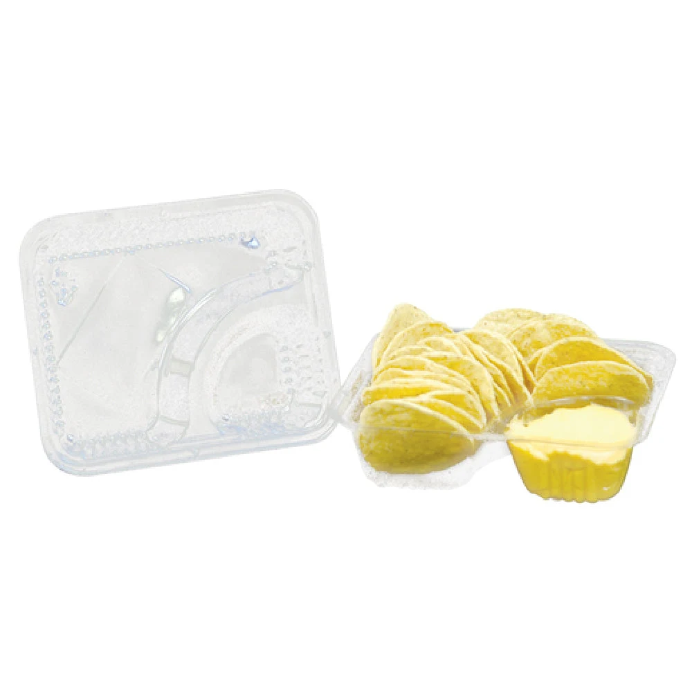 Winco 53021 5 Inch Nacho Serving Trays Vacuum Formed with 2 Compartments 500 Packs
