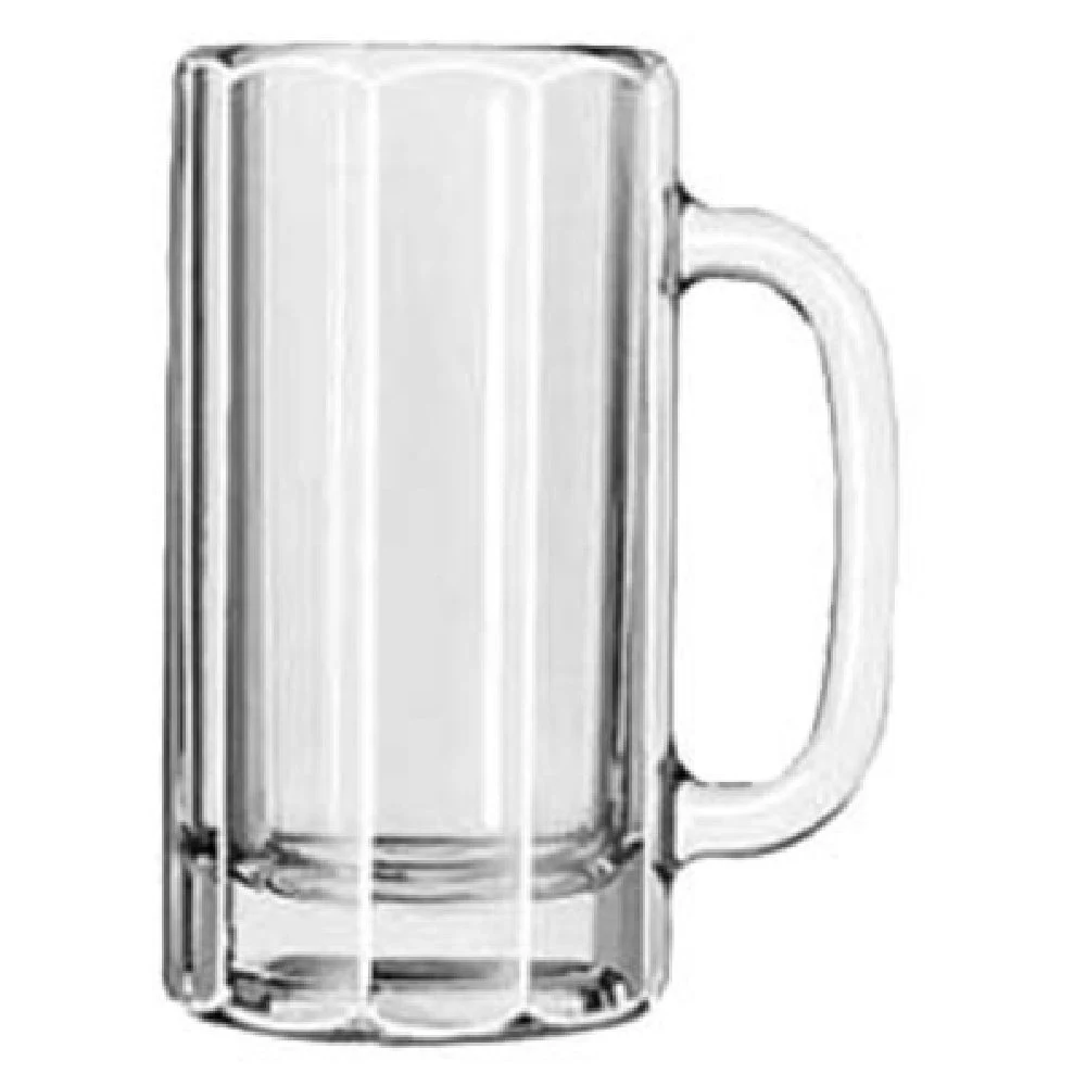 Libbey 5016 12 Oz Glass Paneled Mug - Clear Durable Glass for Beverage Service
