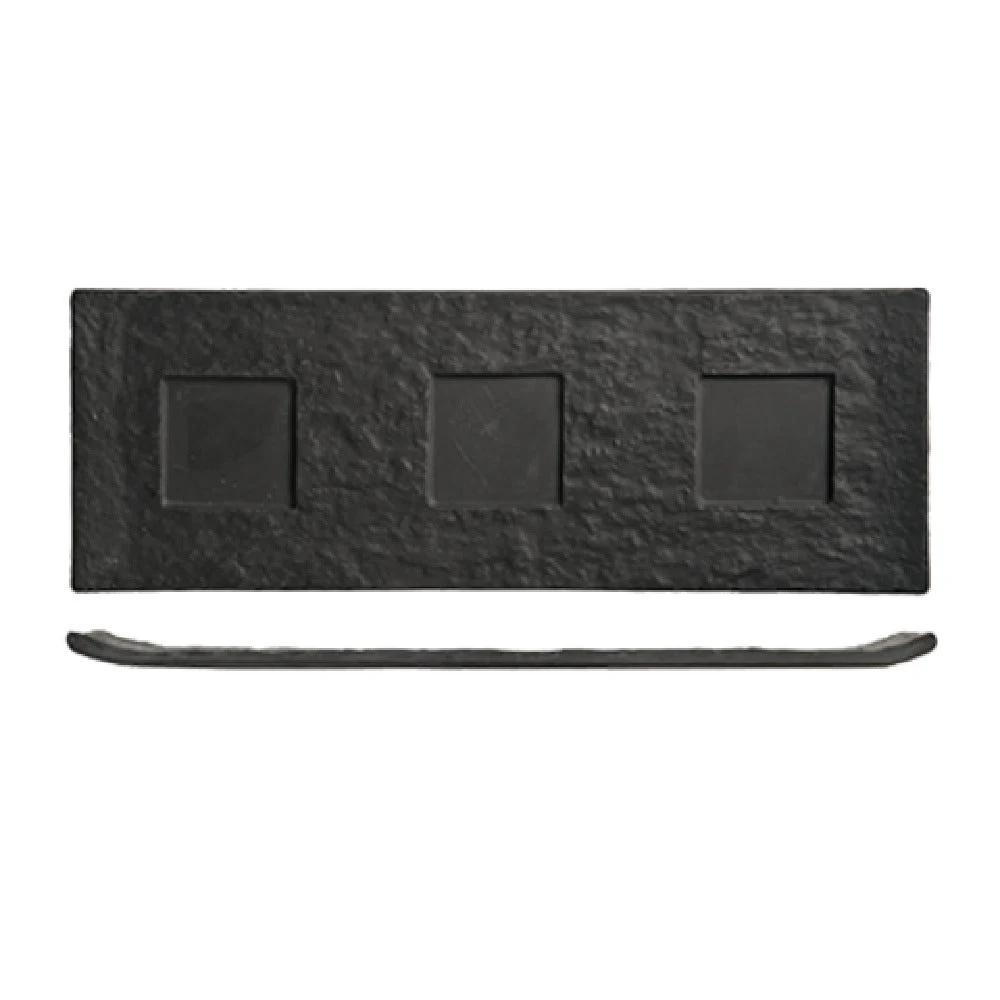 Libbey FS-27 17 Inch Tray Ceramic Rectangular Chip Resistant Faux Slate