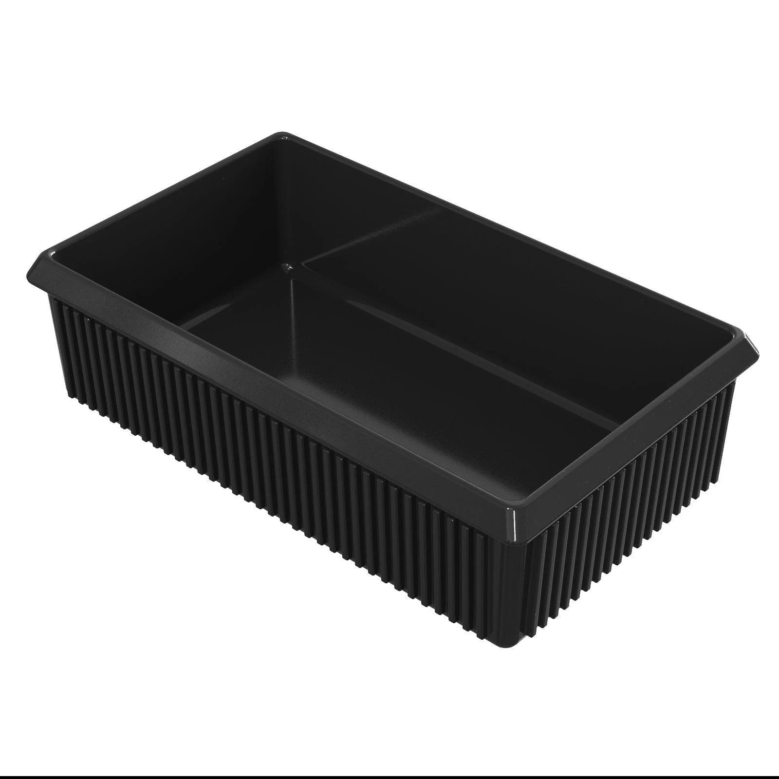Tablecraft CW1510BK 2-1/4 Quart Rectangular Server Bowl with Ridges Aluminum Black Finish