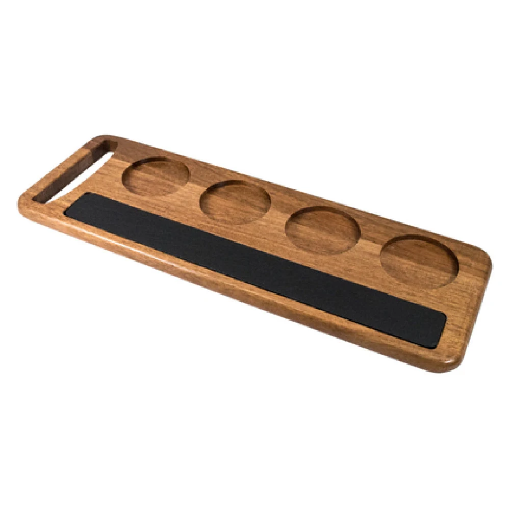 On The Table 131 16 Inch Wine Beer Flight Paddle with Integrated Handle Acacia Wood