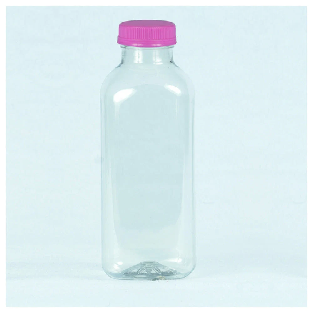 Buccaneer Container Corp 30860160802 16 Oz Juice Bottles Tall Clear PET with Pink Lids