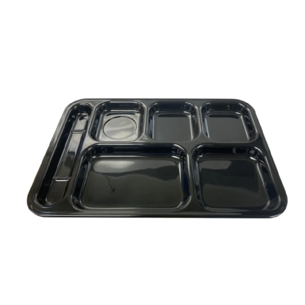 Thunder Group ML801BK 14-1/2 Inch Tray with 6 Compartment Black Melamine