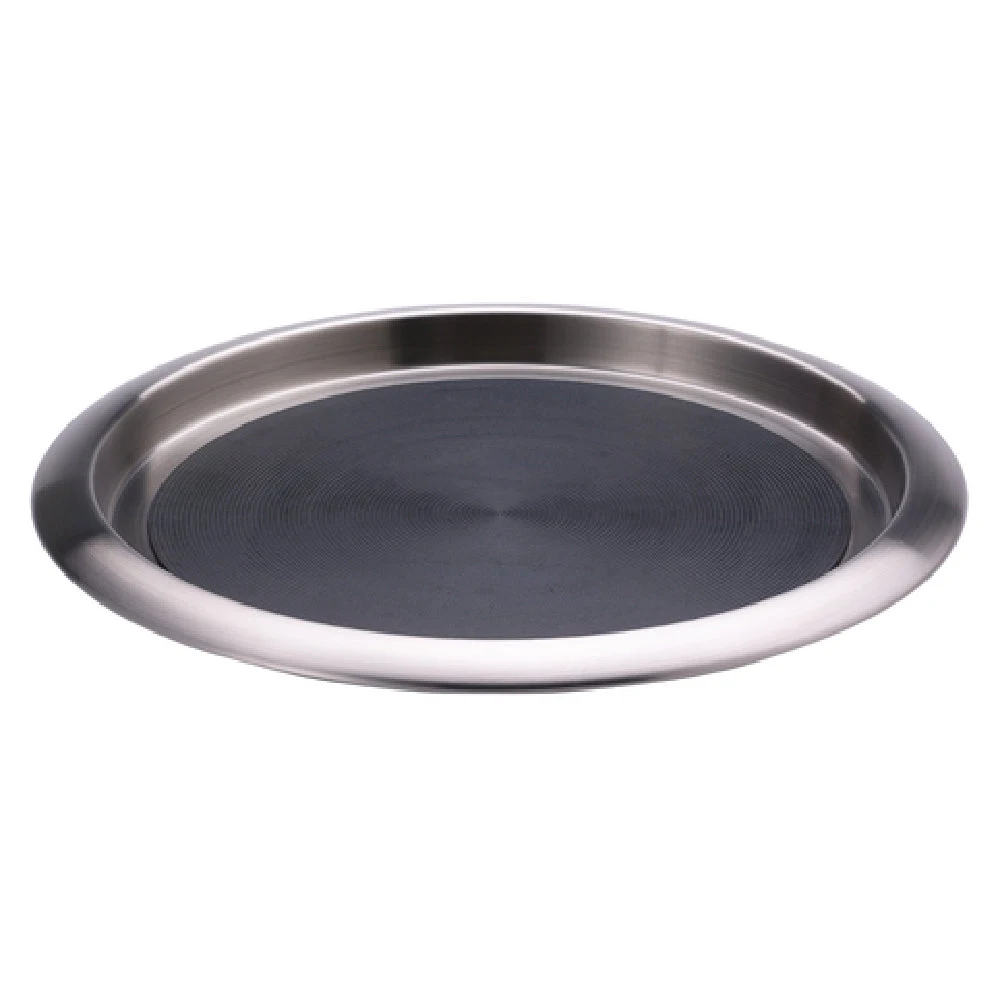 Service Ideas TR1412SR 14 Inch Round Tray Non Slip Stainless Steel Silver