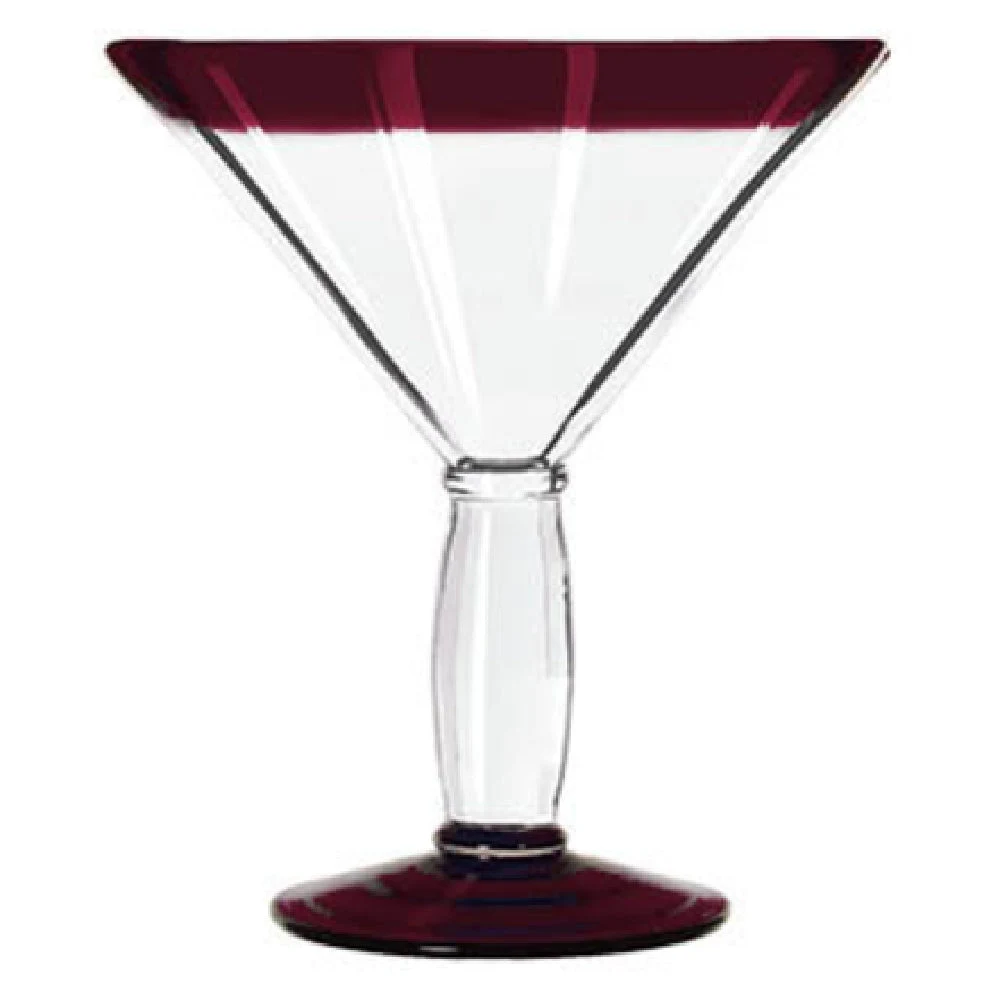 Libbey 92306R 15 Oz Cocktail Glass with Red Rim Hand Blown Glass