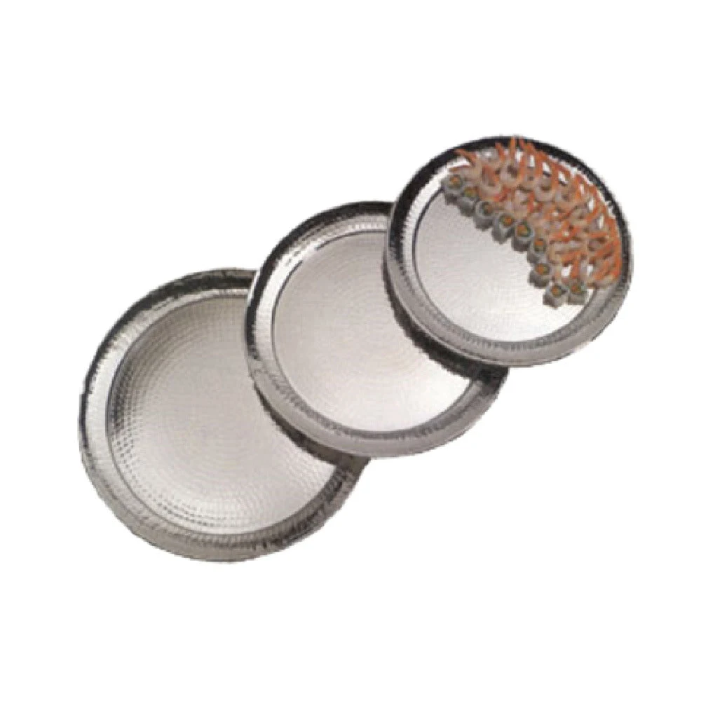 American Metalcraft HMRST2001 20 Inch Diameter Round Serving Tray Stainless Steel Hammered Finish