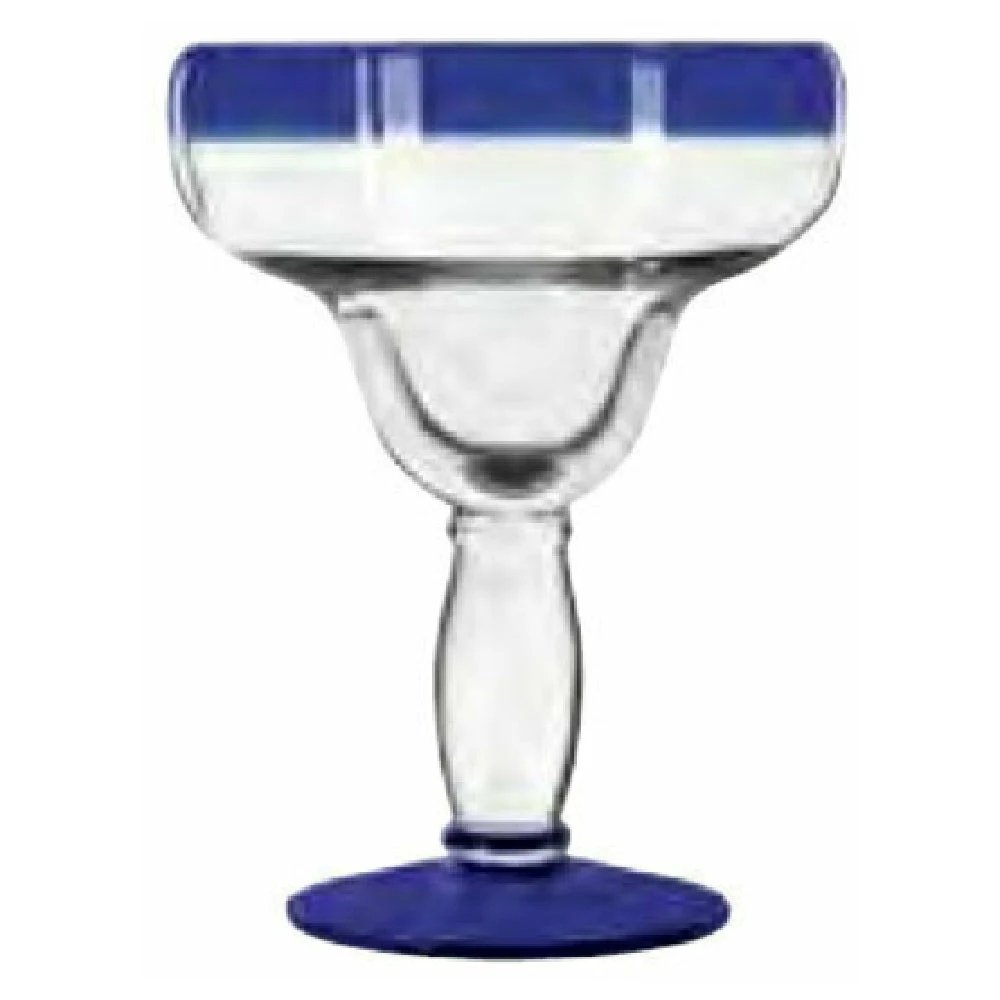 Libbey 92315 16 Oz Margarita Glass with Cobalt Blue Rim and Foot