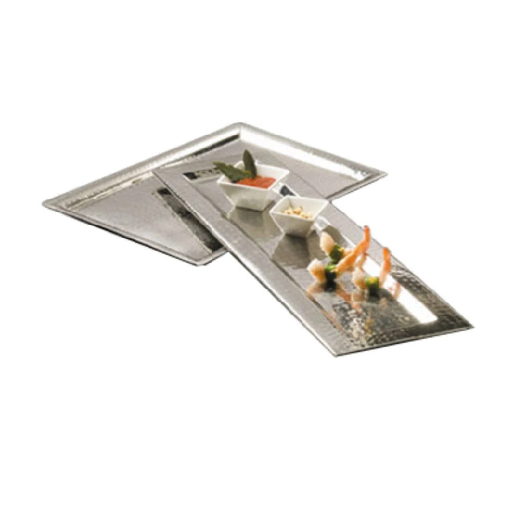 American Metalcraft HMRT1611 16-5/8 Inch Rectangular Serving Tray Stainless Steel Hammered Finish