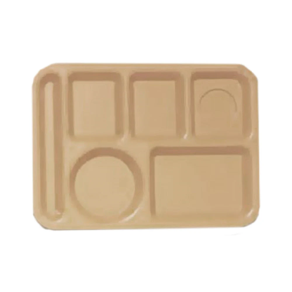 GET Enterprises TL-153-T 13-5/8 Inch Polypropylene Tray Left Handed Tan 6 Compartments