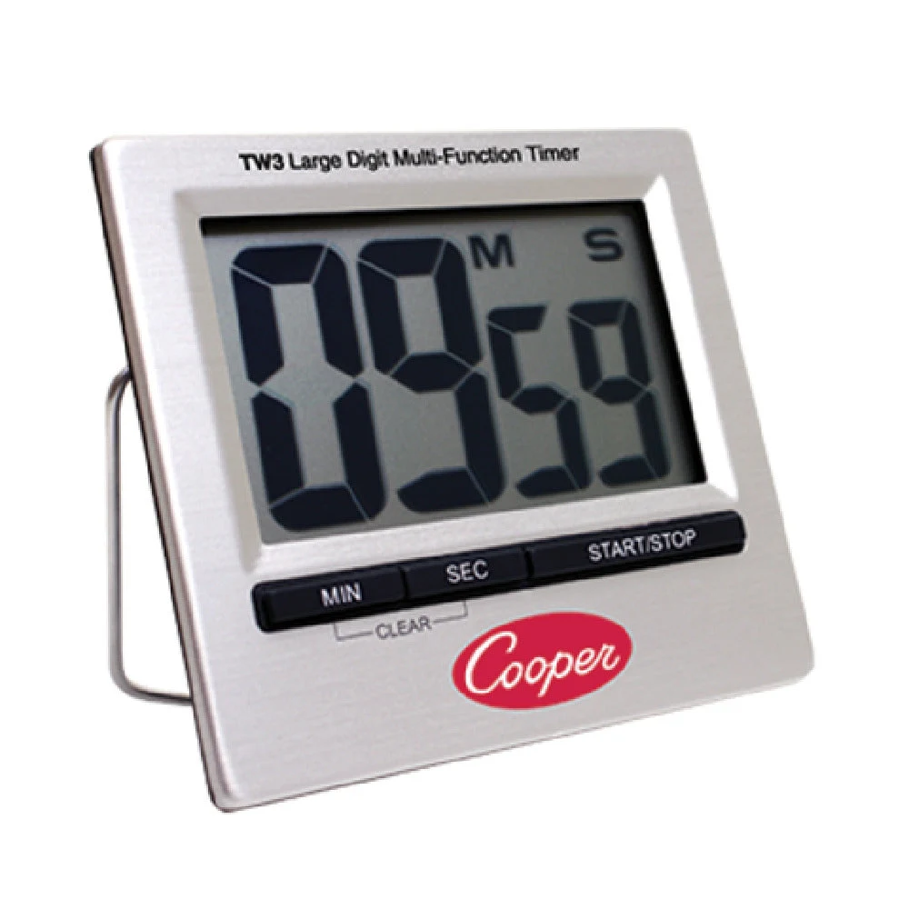 Cooper Atkins TW3-0-8 Timer 2-1/2 to 1-1/2 Inch Large Digit with Easel Stand