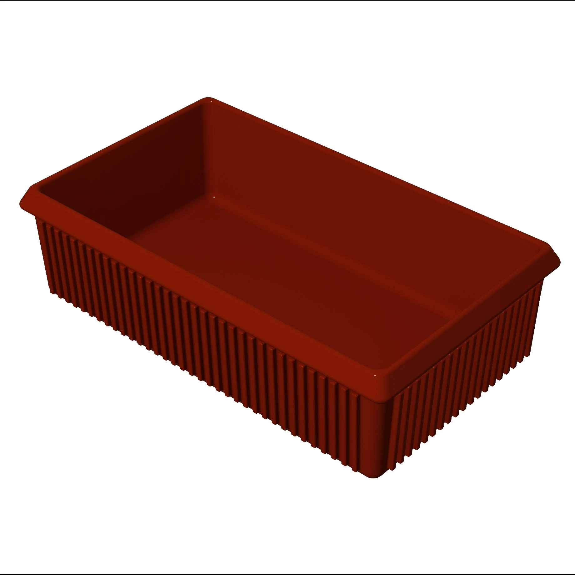 Tablecraft CW1510R 2-1/4 Qt Rectangle Server Bowl with Ridged Design Red Cast Aluminum
