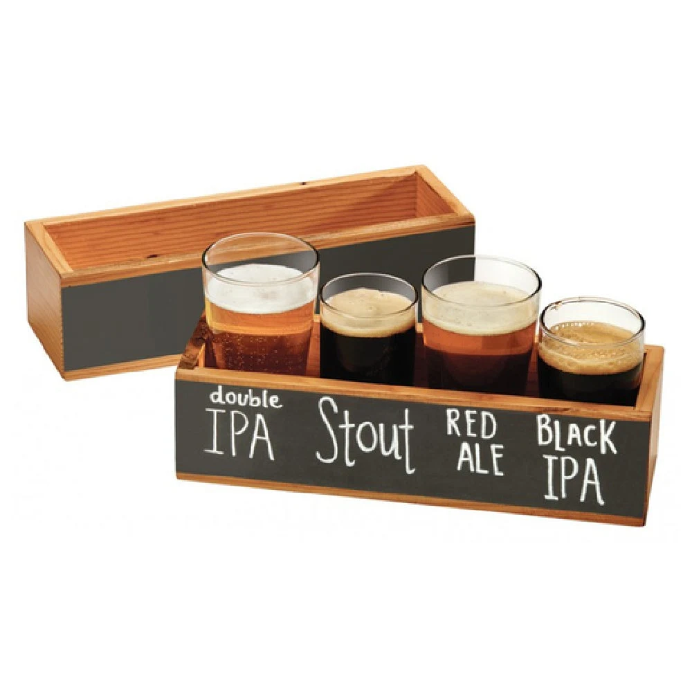 Cal Mil 3058 10-1/4 Inch Black Write-on Tasting Crate Wood with 4 Cutouts