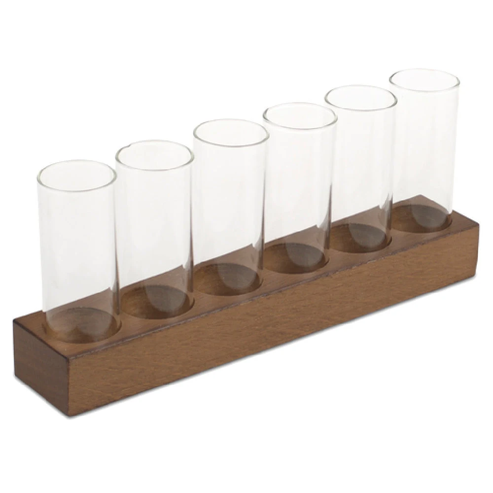 JB Prince R1069 9-1/2 Inch Wood Cocktail Server 6 Cavities Brown