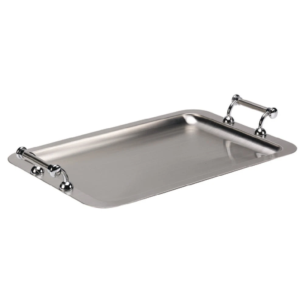 Service Ideas TRRTH2012BS 20-3/4 Inch Rectangular Tray with Handles Stainless Steel