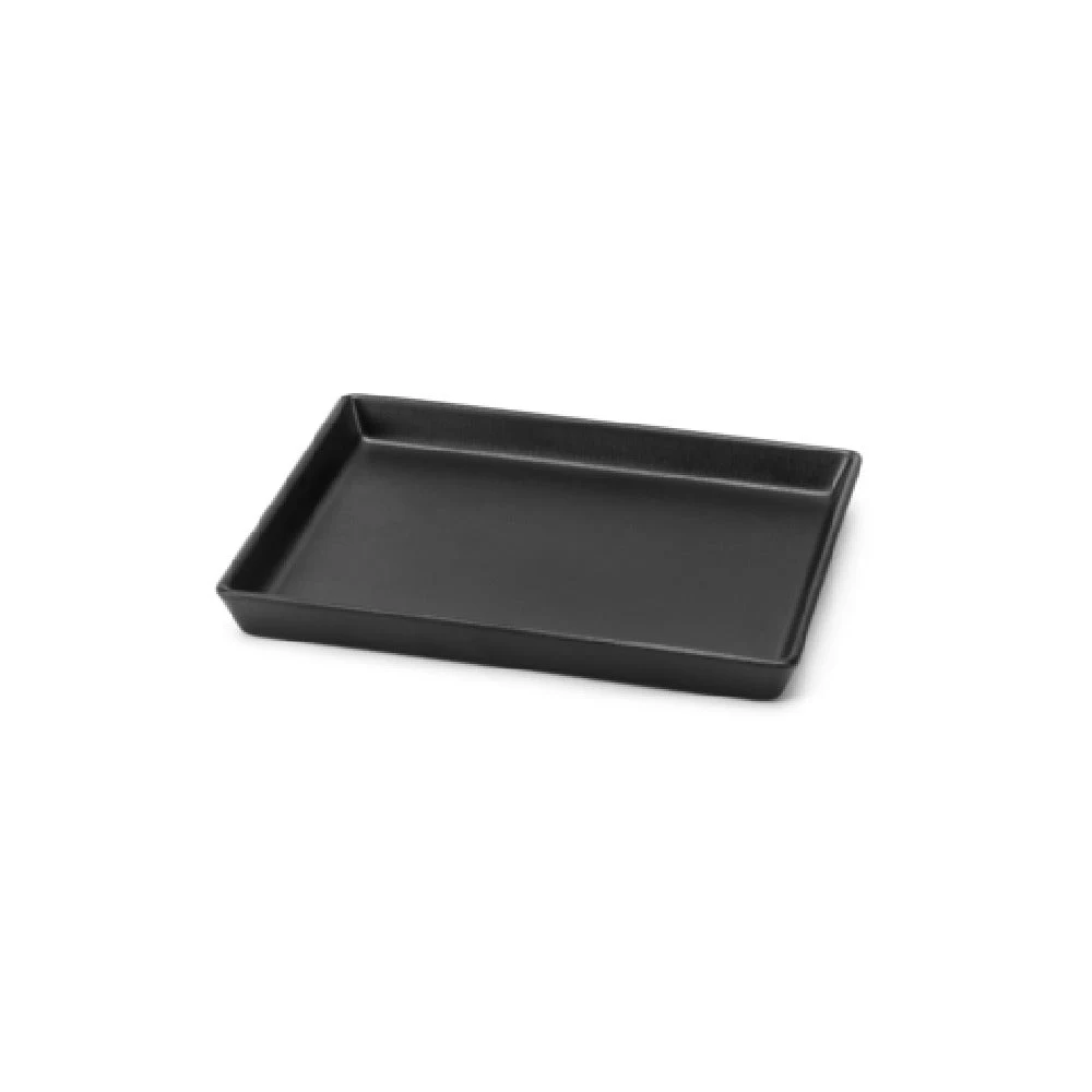 Steelite DFTRC108LT010 10 Inch Tray Black Linen Melamine Display Tray