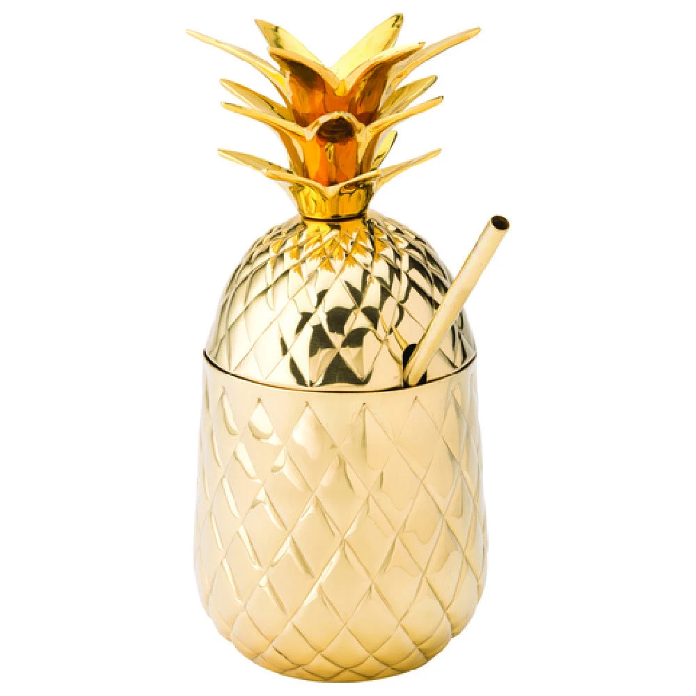 Hospitality Brands HB92061-001 20 oz Mug Metal Gold with Pineapple Design