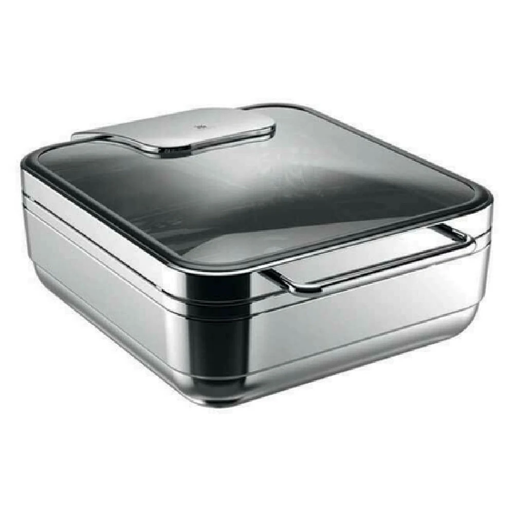 BauscherHepp 55.0002.6040 14-1/2 Inch Induction Chafing Dish Bow Handle Glass Lid Stainless Steel with Removable Brake