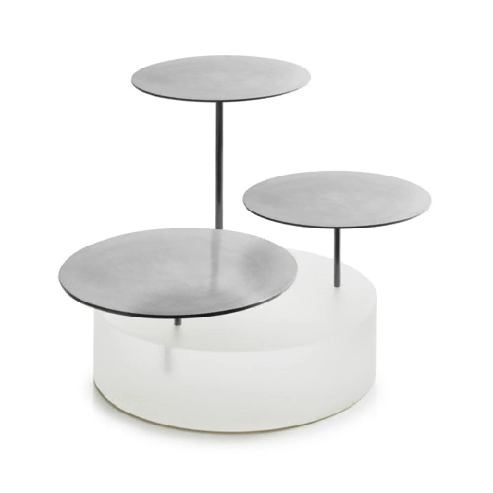 Revol 660438 12 Inch Bricks Bar Round Display Stand with Stainless Steel Trays White