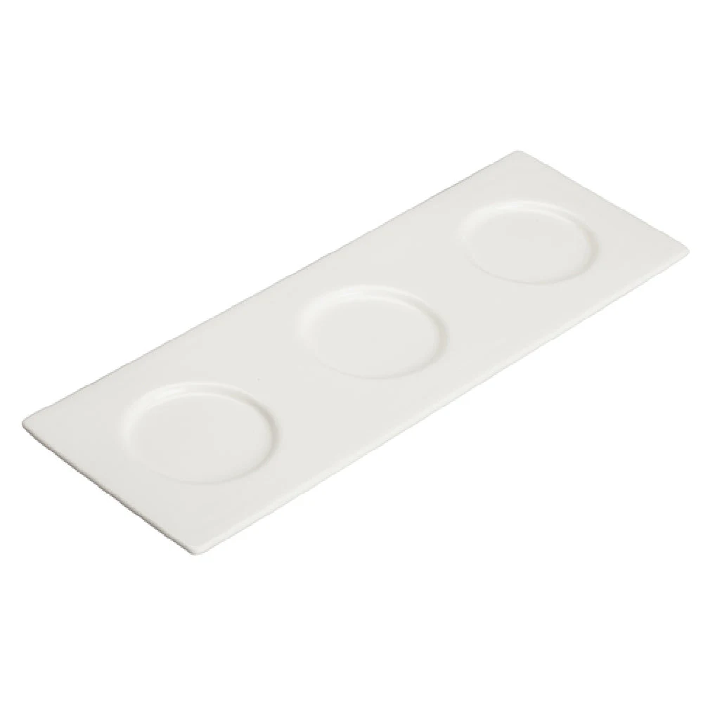 Winco WDP021-109 13-3/4 Inch Rectangular Tray Porcelain with Three Compartment
