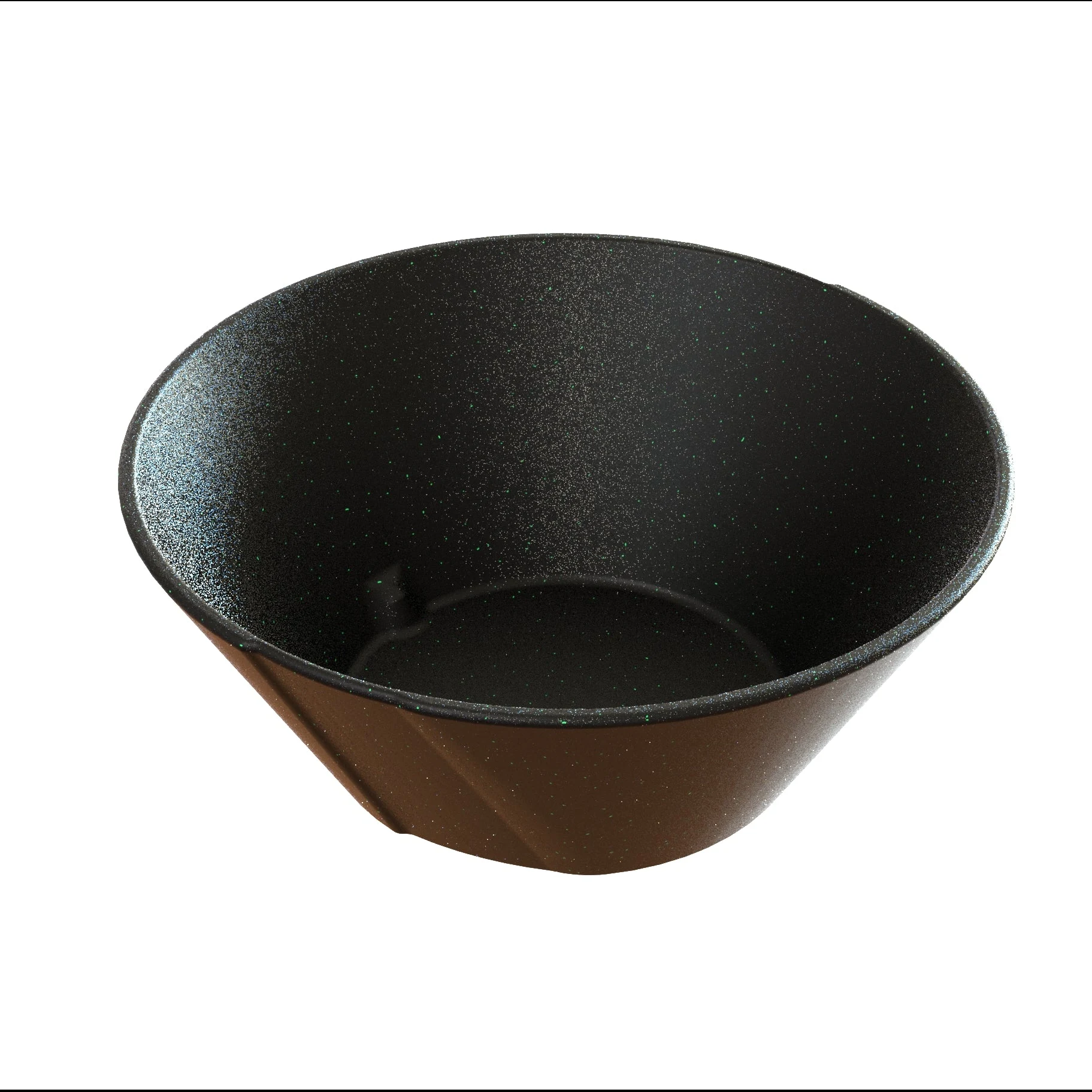 Tablecraft CW1449BKGS 1 Quart Round Bowl Black Green Speckle Cast Aluminum