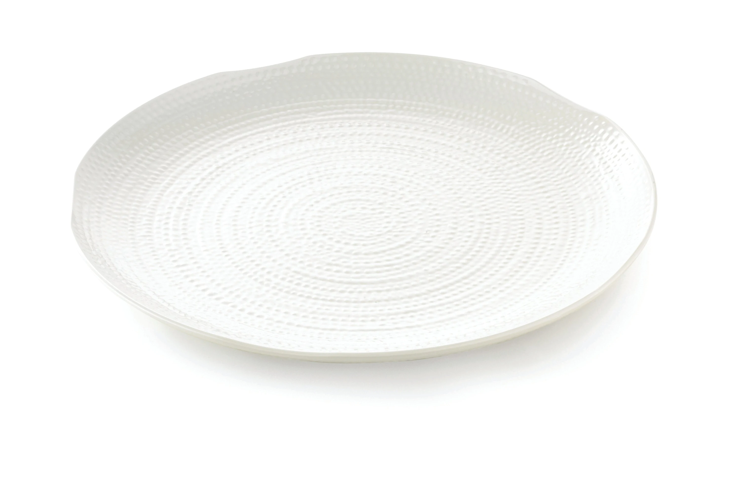 Tablecraft M22 22 Inch Round Tray with Pebbled Surface Melamine White