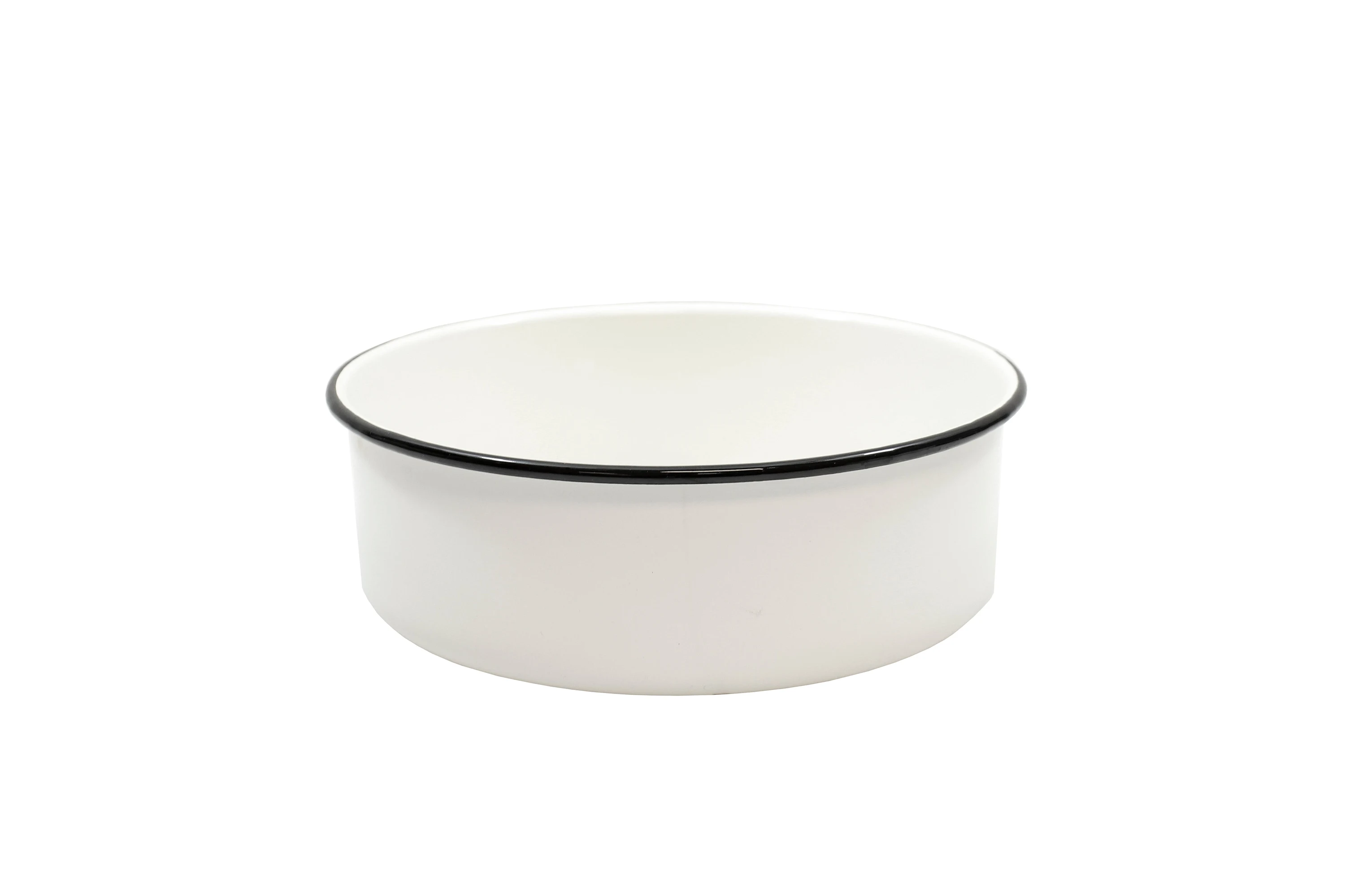 Tablecraft 80017 4-1/4 Qt. Round Serving Tray Dishwasher Safe White Enamel Coated Steel