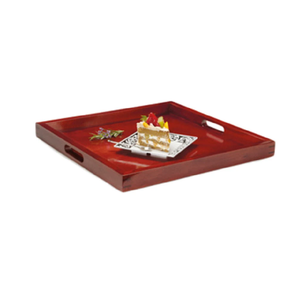GET Enterprises RST-2020-M 21 Inch Hardwood Square Room Service Tray Mahogany Finish