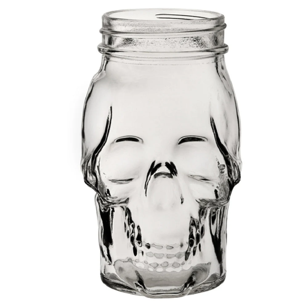 Hospitality Brands HG98007-012 17.5 Oz Skull Glass Jar Clear Premium Glass