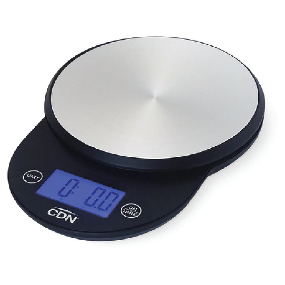 CDN SD1104-BK 6 Inch Digital Scale Round Stainless Steel with Tare Function Black