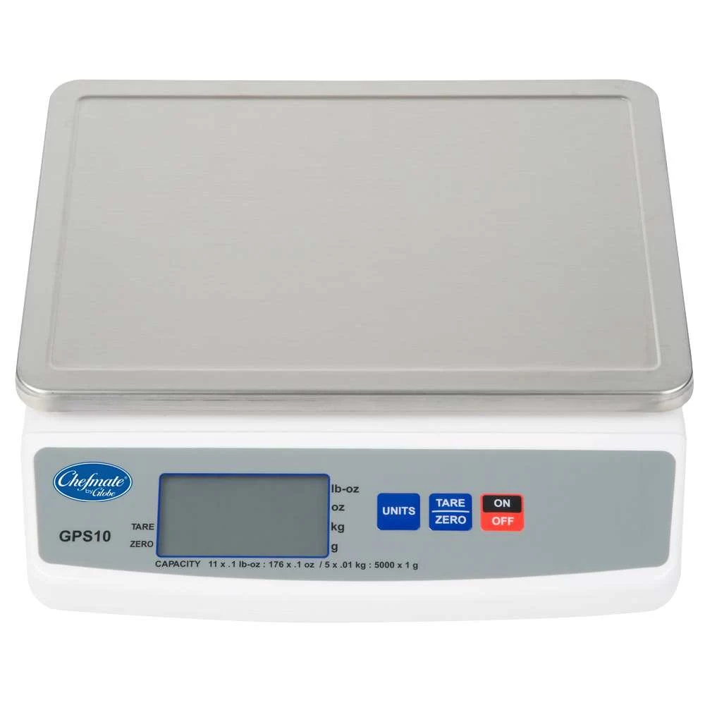 Globe GPS10-8 11 lb Digital Scale Portion Control Removable Platter Stainless Steel