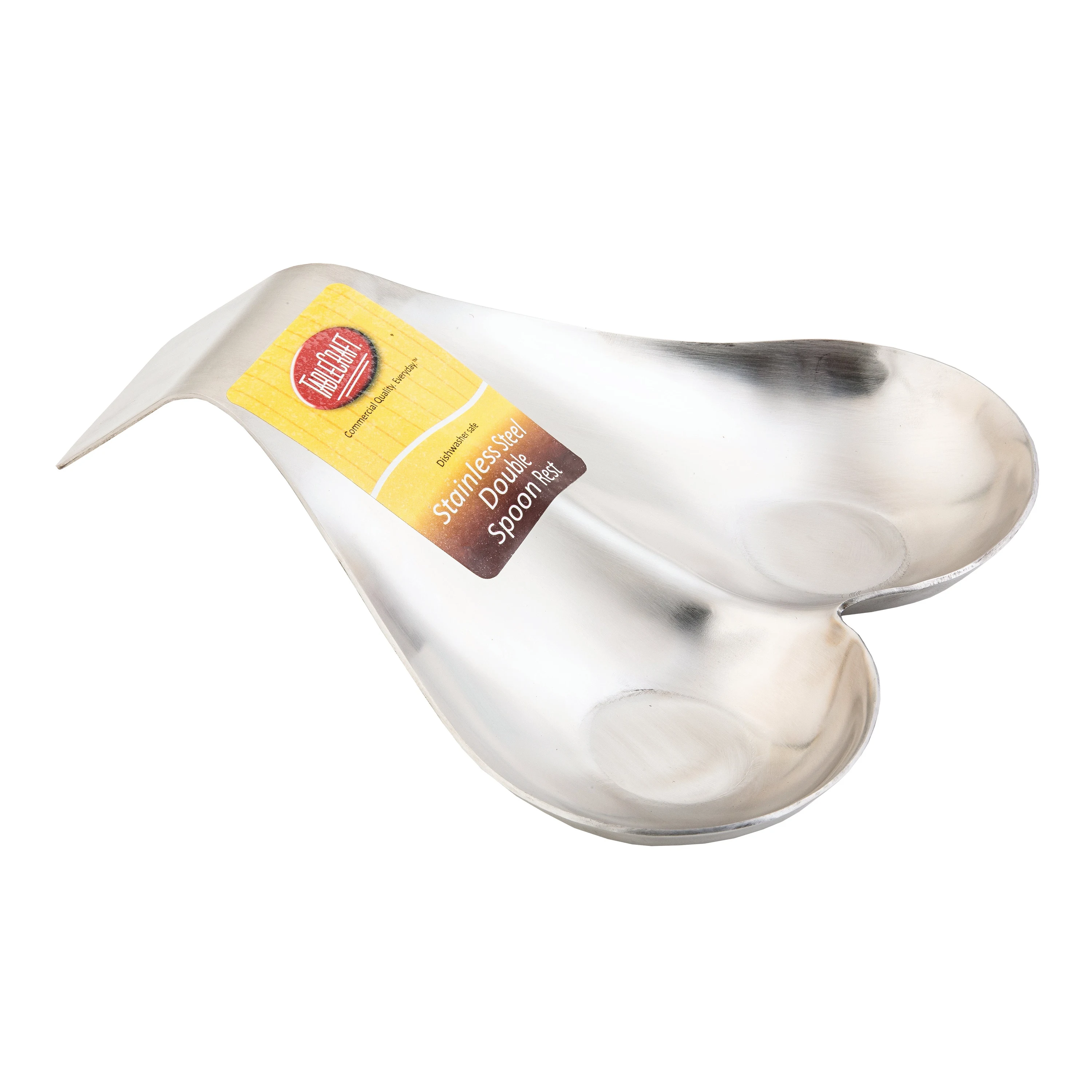 Tablecraft HB2 7-1/2 Inch Double Spoon Rest Stainless Steel Brushed Finish