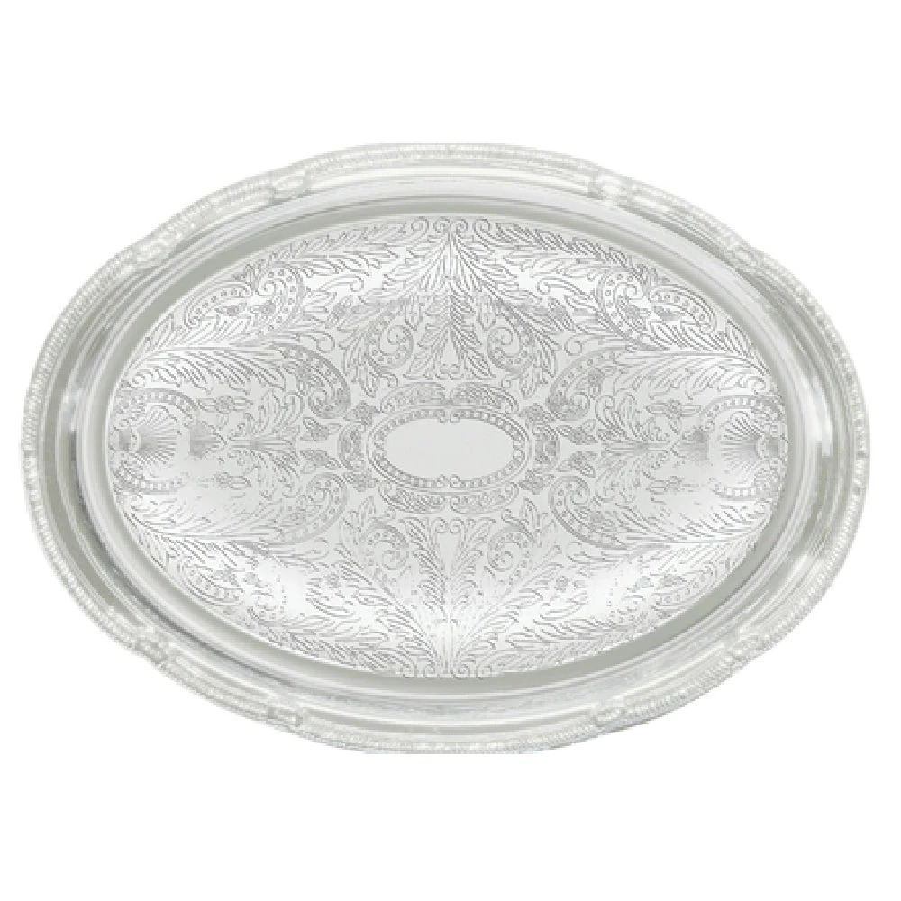 Winco CMT-1318 18-3/4 Inch Oval Serving Tray with Gadroon Edge Chrome Plated