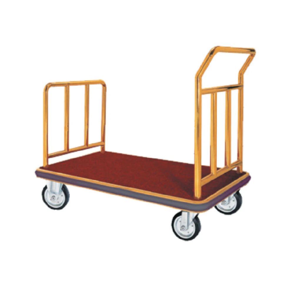 Aarco FB-1B 24 Inch Luggage Cart Brass Tubular Frame Red Carpet Bed