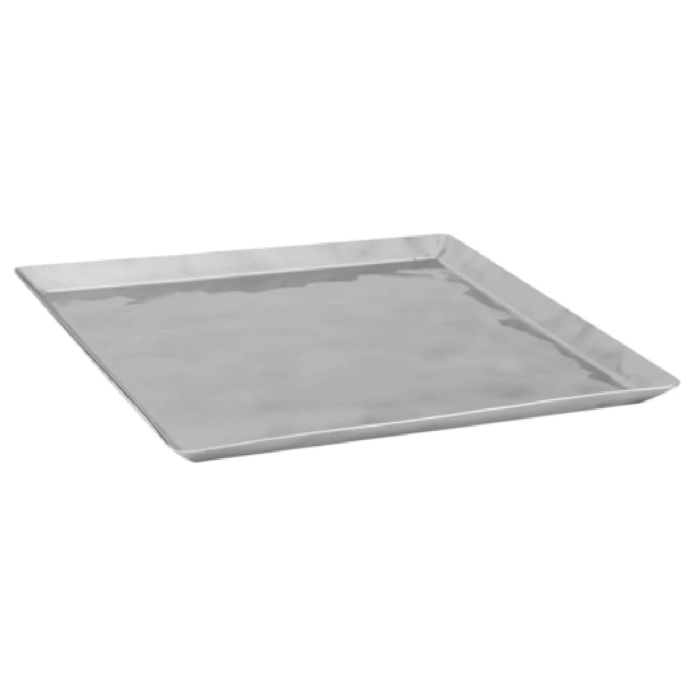 Winco HPS-12 11-3/4 Inch Square Serving Display Tray with Wavy Hammered Stainless Steel