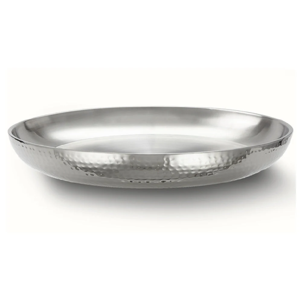 American Metalcraft DWHSEA18 169 Oz. Round Seafood Tray Stainless Steel Hammered Finish
