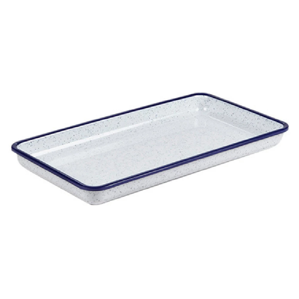American Metalcraft MRSS13 12-3/4 Inch Rectangular Platter with Blue Rim Melamine