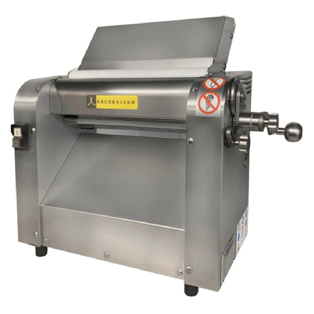Arcobaleno Pasta Equipment ASC320K 12-1/2 Inch Dough Sheeter Countertop Stainless Steel Rollers with 2 Openings
