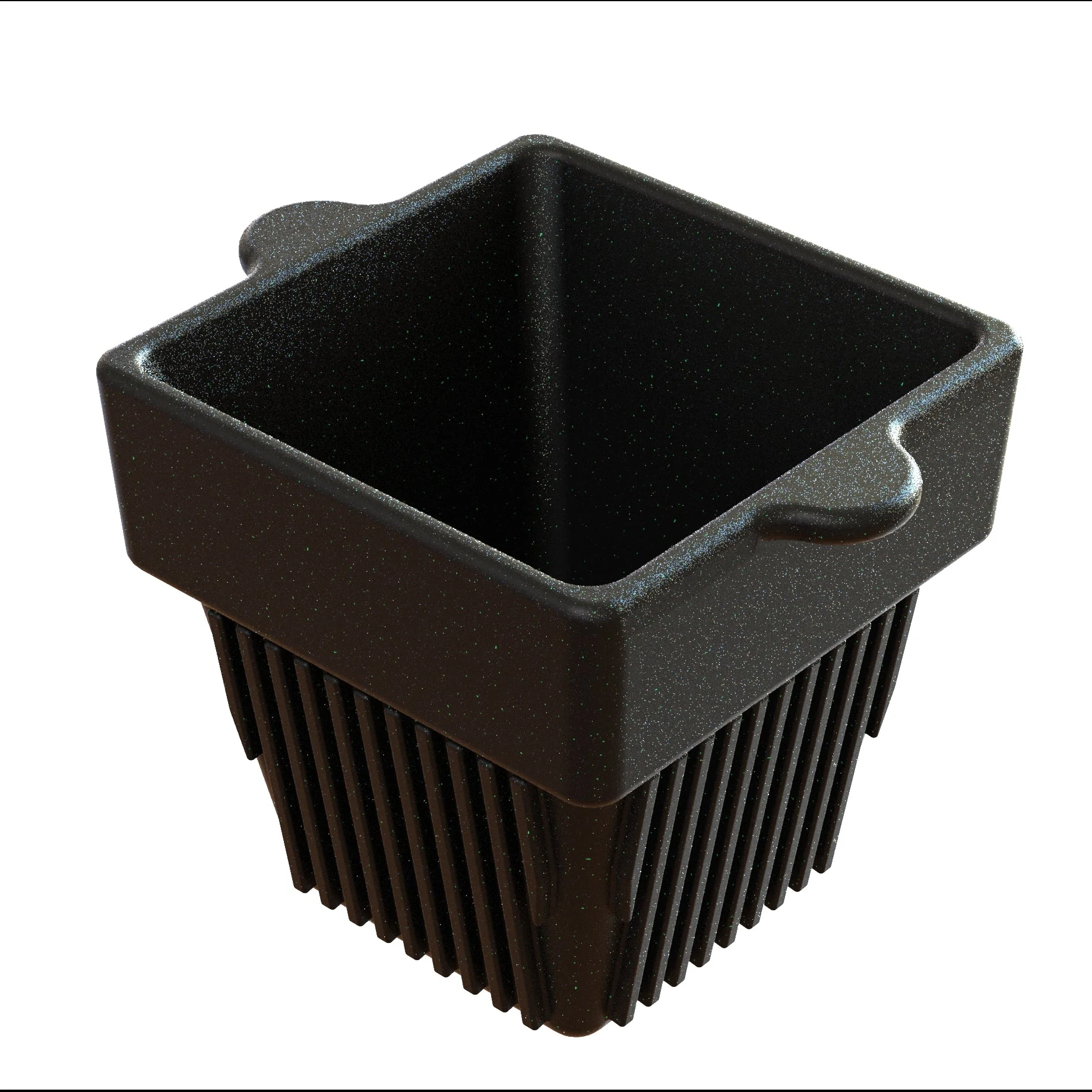 Tablecraft CW1480BKGS 18 Oz Cold Holding Square Condiment Bowl Aluminum Black Green Speckle Finish