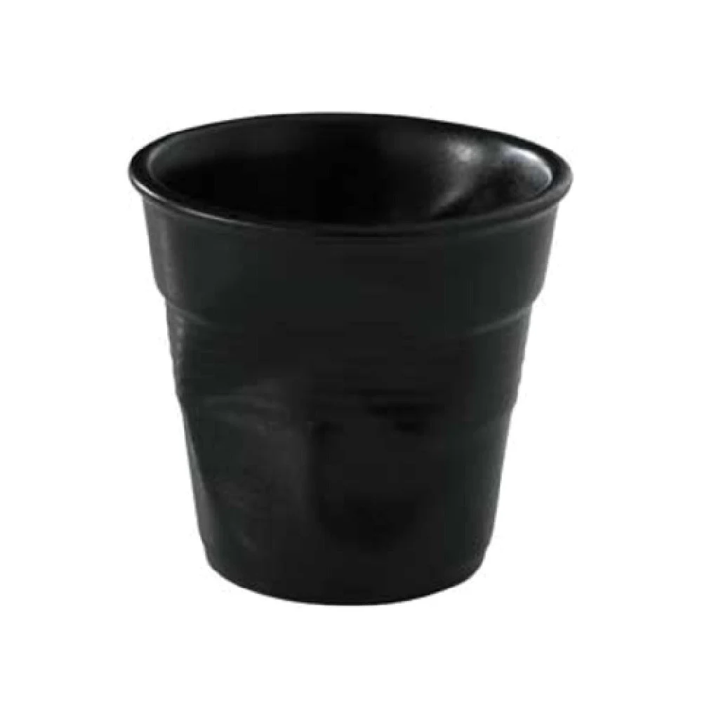Revol 1640 RGO0108 2-3/4 Oz Crumpled Round Cup Porcelain Satin Black