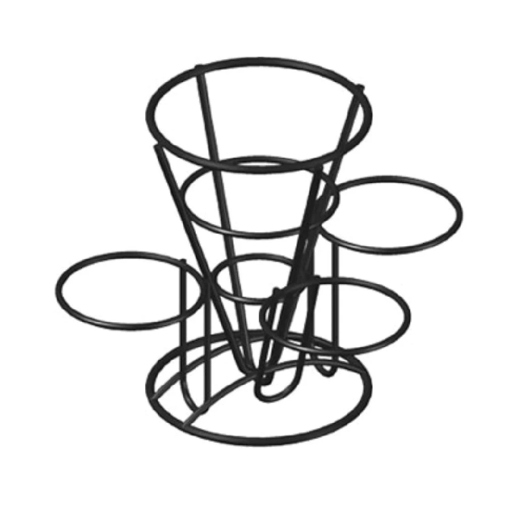International Tableware WC-703 5 Inch Fry Cone Black Iron Round with Triple Cup Ring