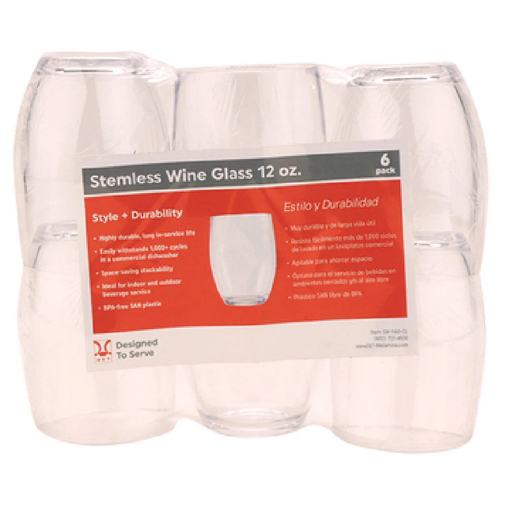 GET Enterprises SP-SW-1461-CL 12 Oz Stemless Wine Glass BPA-Free SAN Clear