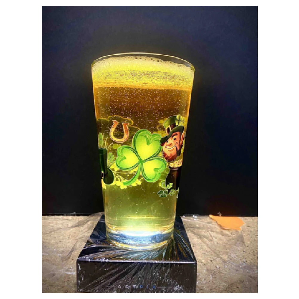 Buccaneer Container Corp 5139STP1 16 Oz Clear Mixing Glass with St. Patrick's Day Design