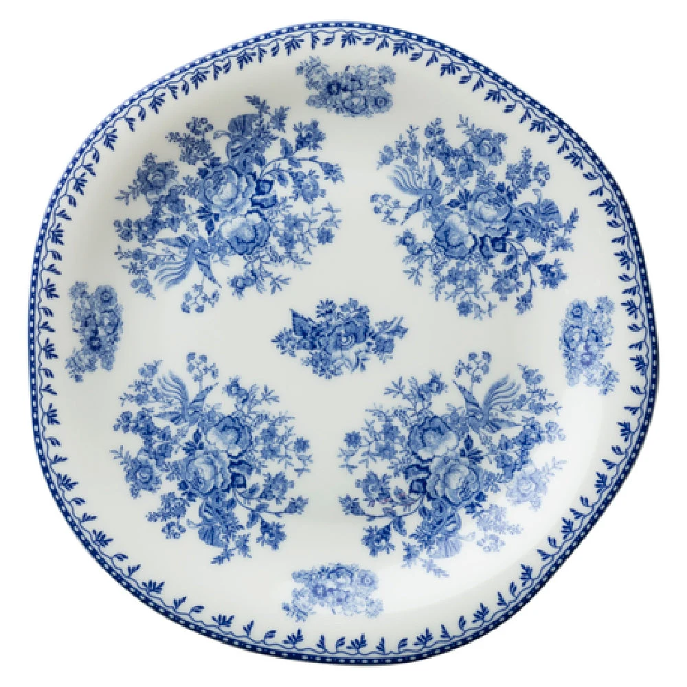 1880 Hospitality L6703061152 10 Inch Round Plate Porcelain Blue Floral Glazed