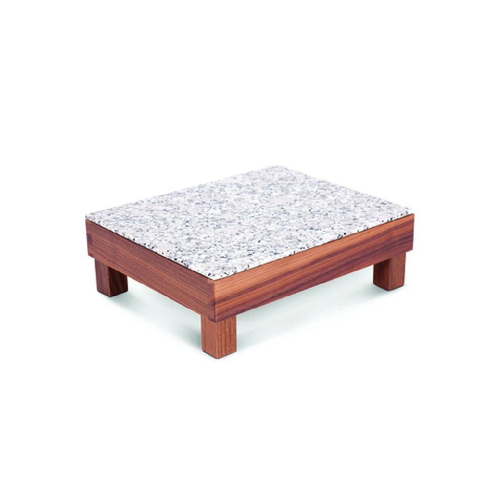 Service Ideas 15A11411 12.8 Inch Buffet Serving Tray White Granite with Walnut Frame