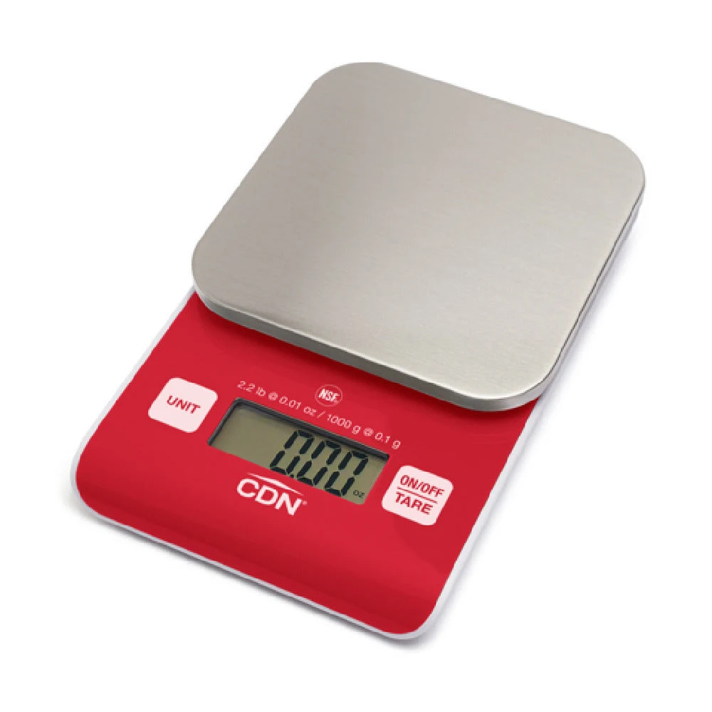 CDN SD0202-R 4.45 Inch Digital Precision Scale Red Stainless Steel with Tare Function