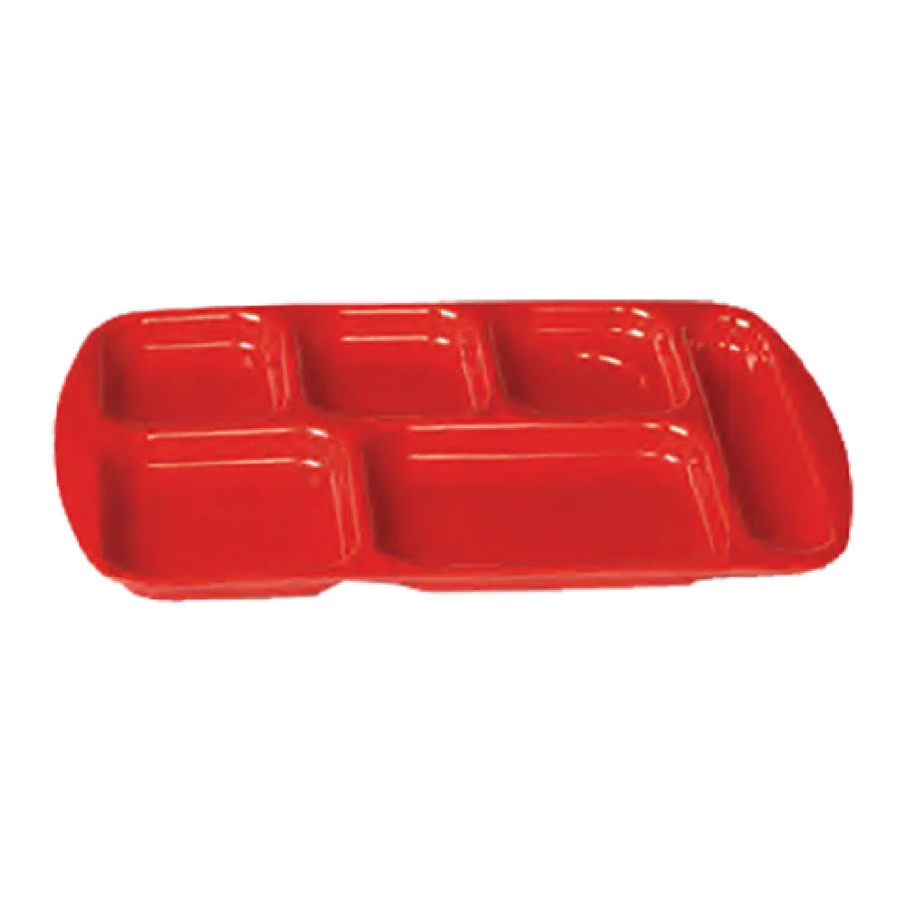 GET Enterprises TL-152-RO 13 Inch Plastic Tray Six Compartment Rio Orange