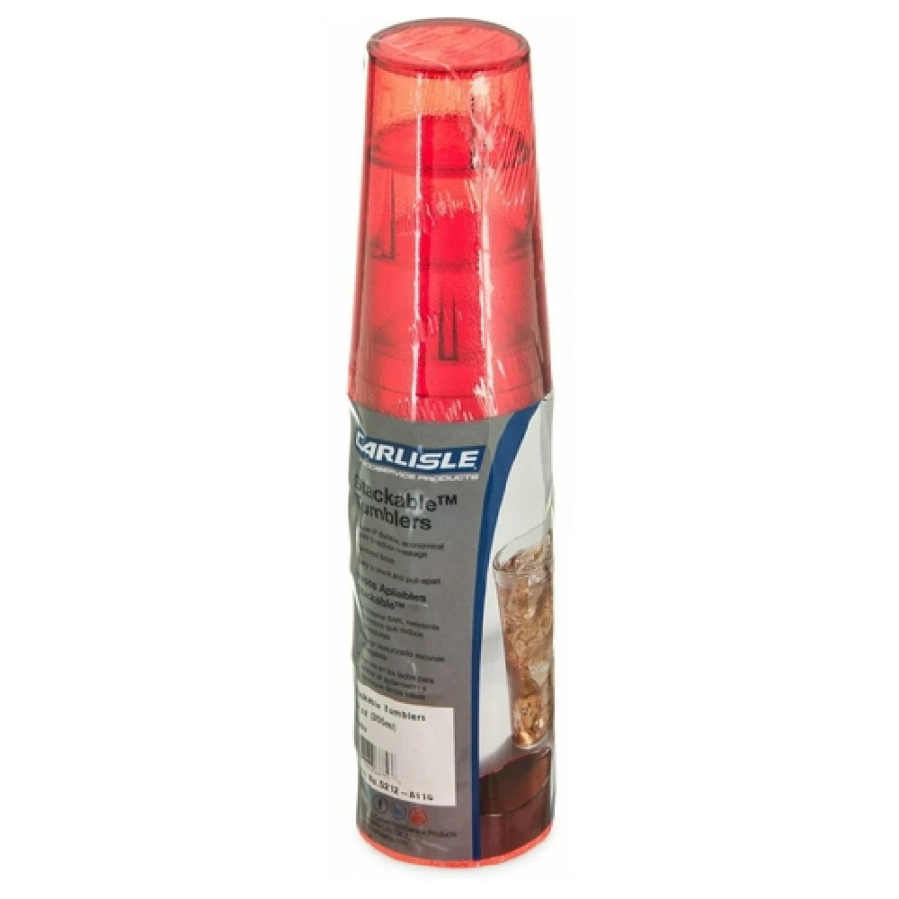 Carlisle 5216-8110 16 Oz Tumbler Stackable Durable Textured SAN Red