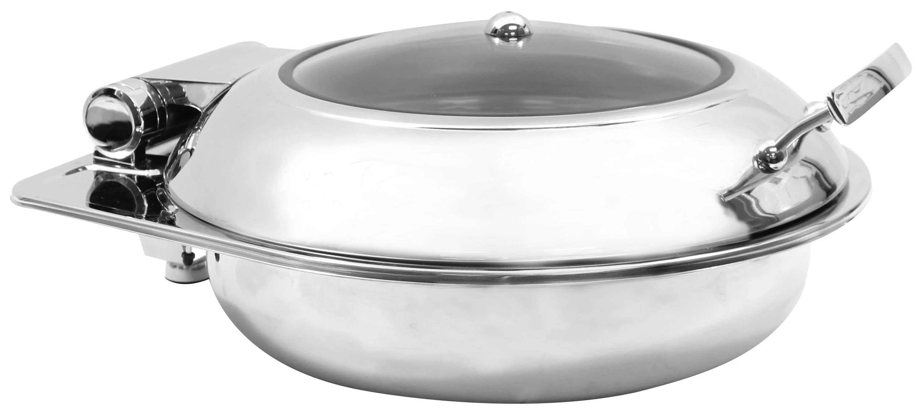 Tablecraft CW40165 6 Quart Induction Chafer Dish Round with Hinged Cover Stainless Steel
