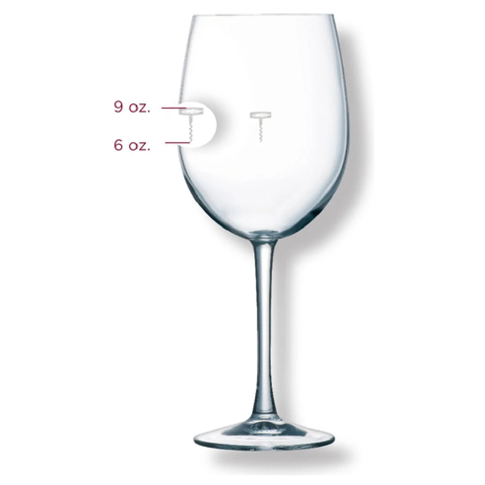 Arc Cardinal Q1095 16 Oz Wine Glass Sheer Rim with Cork Screw Monogram