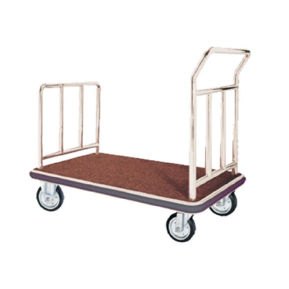 Aarco FB-1C 24 Inch Luggage Cart Chrome Tubular Frame Red Carpet Bed